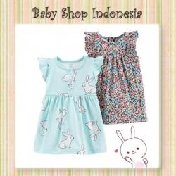 PD586 Dress Bayi Import Branded Baju Bayi Perempuan Rok Bayi Perempuan Blue Flower  large